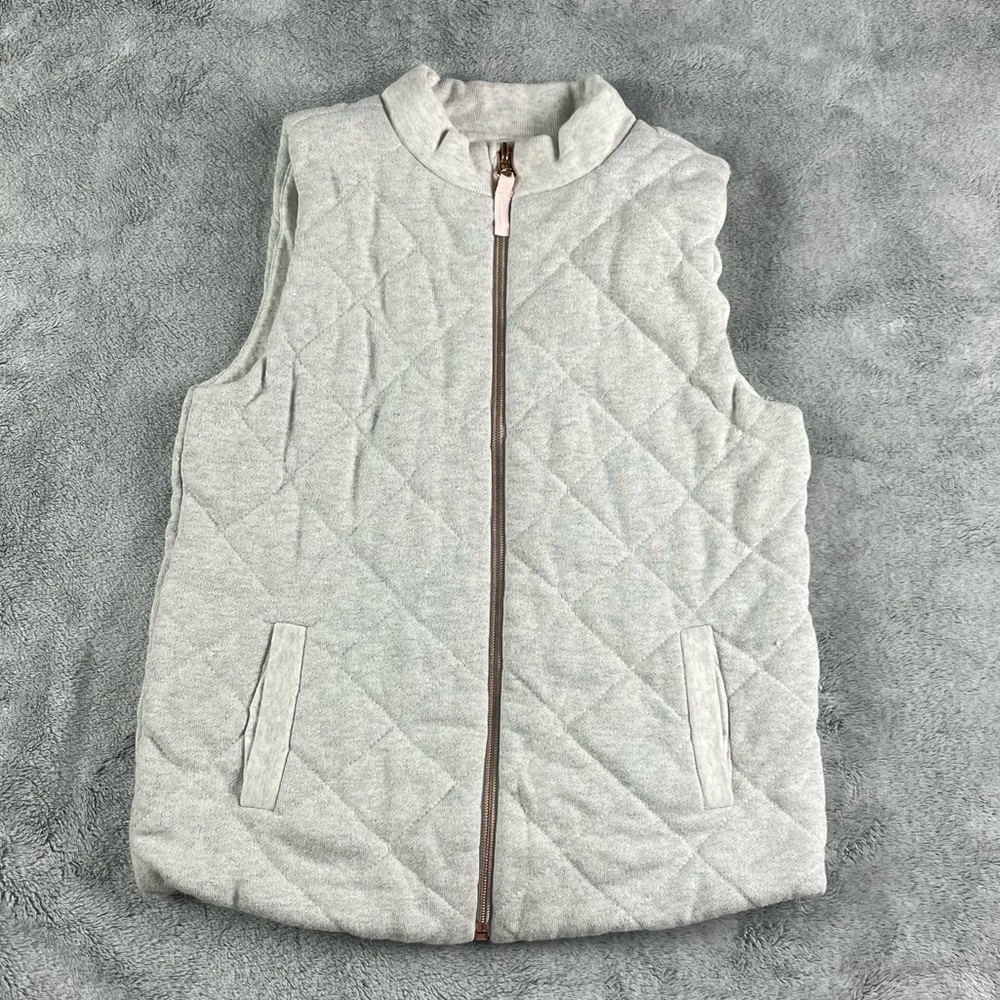 OshKosh quilted puffer west cotton blend w/metallic thread and rose gold zipper
